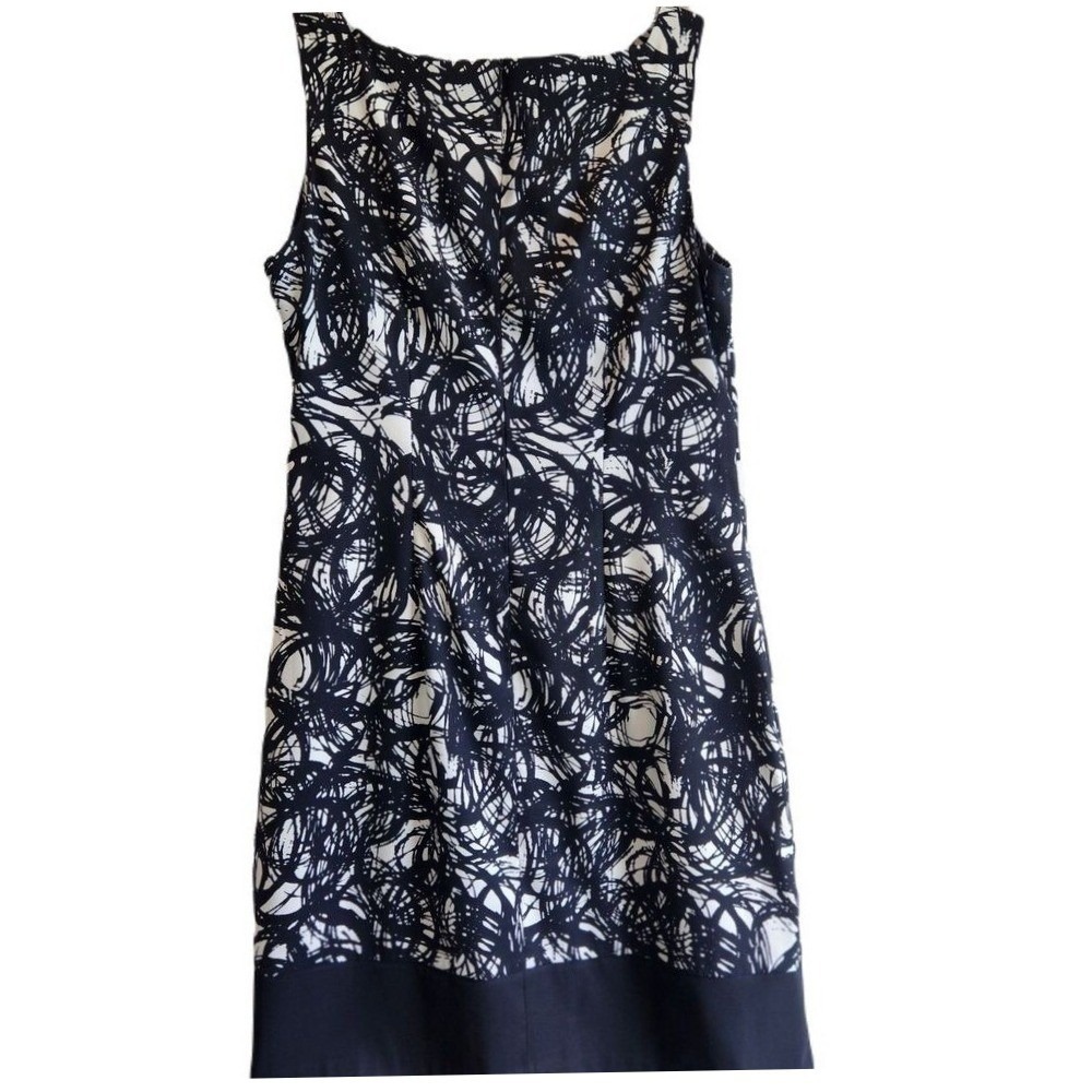 AB Studio Womens 8 Dress Black White Print Whimsy Goth Sleèveless Comfort Casual - Picture 2 of 11